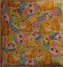 Easter Bunnies Eggs 100 Cotton Quilting Fabric by Springs Creative 43" wide