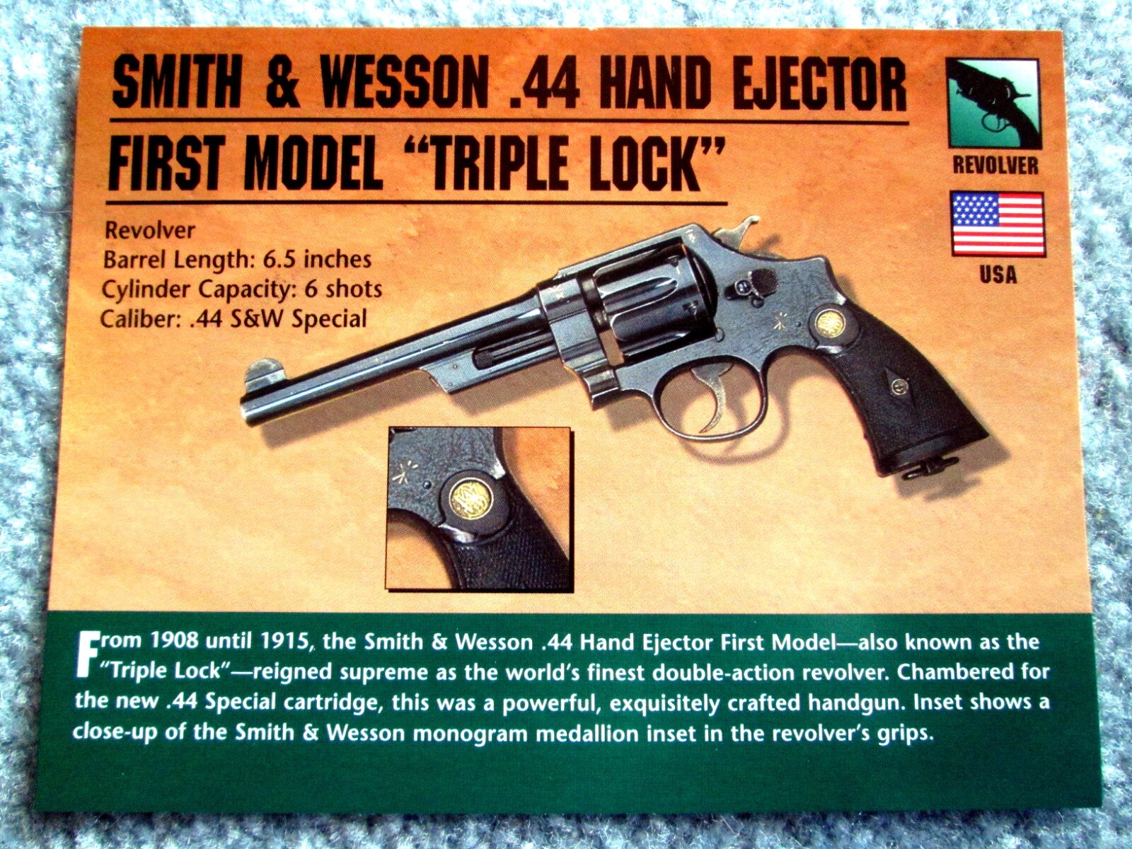 Smith & Wesson .44 Hand Ejector First Model Classic Firearms Photo Card u