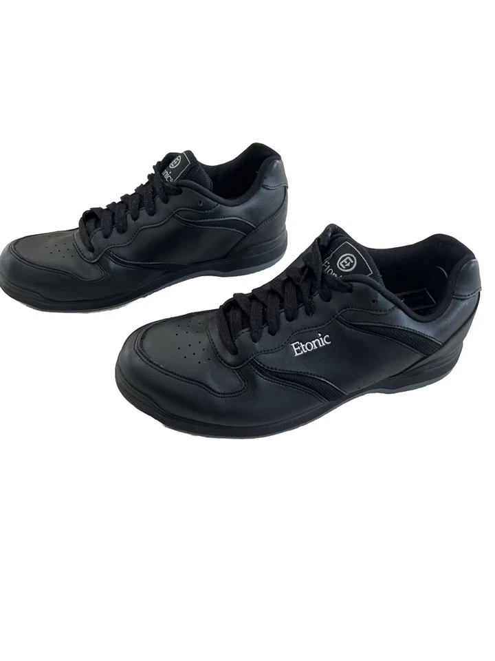 Zapatos de boliche de cuero negro con logotipo bordado perfecto para hombre talla 9M Etonic  Foto 2 de 4