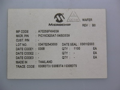 20 Microchip PIC16C620AT-04/SO039 EEPROM Based 8-Bit CMOS Microcontrollers