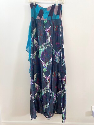 custo barcelona maxi dress Custo Barcelona Pink Silk Maxi Dress with Seahorse Print Size M EU