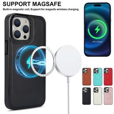 For iPhone 15 Pro Max 14 13 12 Magnetic Leather TPU Mag-Safe Business Case Cover