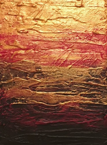 Acryl Gemälde Leinwand Triptychon Künstler Abstrakt 3 Tafeln Kunstwerk Gold Rot - Bild 3 von 3