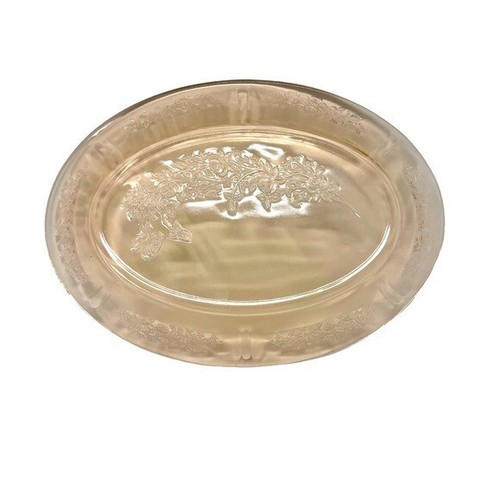 Sharon Cabbage | Pink Rose Colored Glass Serving Platter | 12”x9” - Picture 3 of 4