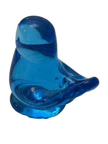 Happy Little Bluebird Titan Glass Art Signed Ward Paperweight Figurine Blue Bird - Picture 6 of 8