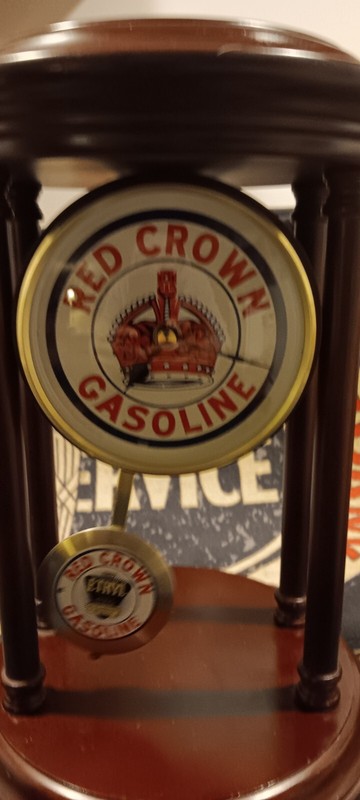 STANDARD OIL RED CROWN GASOLINE VINTAGE PEDESTAL GAS & OIL GAS MANTEL CLOCK