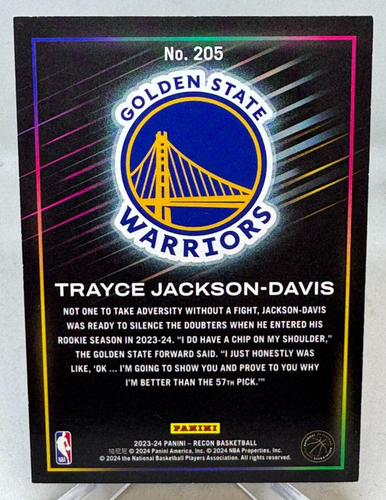 Trayce Jackson-Davis 2023-24 Recon Rookie GOLD FOIL #07/10 Golden State Warriors - Bild 2 von 10