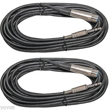 NEW 2PACK 15 ft foot 3-pin XLR Female to 1/4" TRS Plug Microphone Mic Cable Cord