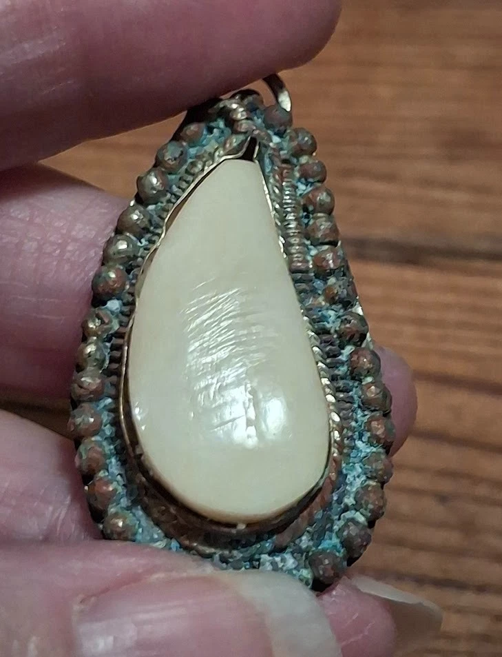 Pátina de hueso de camello en forma de cachemir latón 1,5 pulgadas hágalo usted mismo piezas vintage hallazgo de joyas Foto 2 de 4