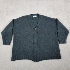 United Colors Of Benetton Wool Sweater Women XL Green Full Zip Knit Italy VTG