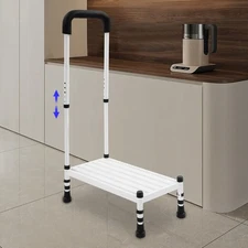 Step Stool with Handle, Adult Ramp with Handrail, Metal Stepping Stool