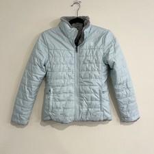 The North Face Mossbud Swirl Jacket Mix-n-Match Blue Grey Girls Size M Outdoors