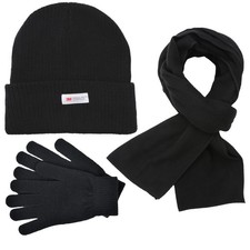 New Mens Thermal Winter Set 3 Pack Polar Scarf Thinsulate Beanie Hat Knit Gloves