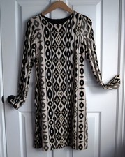 Karen Kane Womens Dress Size S Black Beige Long Sleeve Business Casual