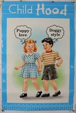 Child hood puppy love vintage humor  poster 23" X 35" NOS (b309)