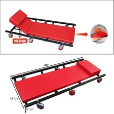 Red 250 Lbs Mechanics Creeper Rolling Fold Seat Six 2.5 Swivel Tool