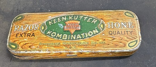 Vintage Keen Kutter Kombination Razor Hone Sharpening Stone Tin Box NR ...