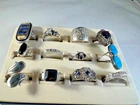 Vintage Sterling silver various styles, designs and sizes, 12 total rings, 59g