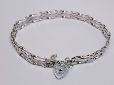 18.5cm Sterling silver 925 Gate bracelet 3 bar chain ladies vintage gift 7"