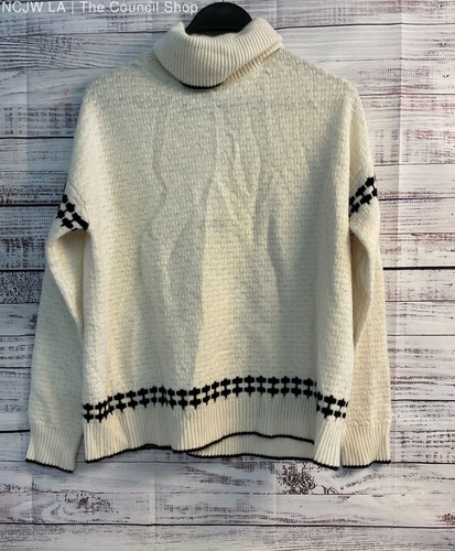 NWT Women's Magaschoni White/Black Cashmere Sweater Size S/P