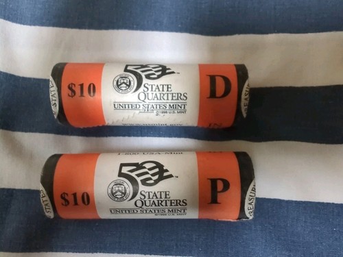 Indiana State Quarters 2002. (2 $10 rolls). Philadelphia and Denver - Picture 2 of 5