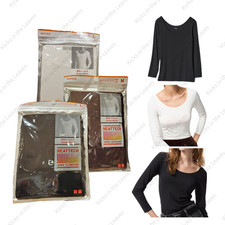 UNIQLO HEATTECH U-neck T-shirt 3/4 sleeves XS-3XL JP Size Women 478936 NWT
