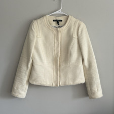 White House Black Market Ivory tweed style jacket
