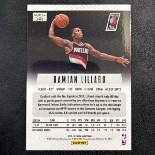 2012-13 Panini Prizm #245 Damian Lillard Rookie - Picture 2 of 6