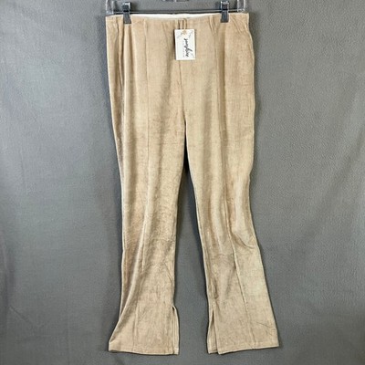 Hem & Thread Womens Knit Corduroy Pull On Pants Size M Taupe Hem Slit Detail NWT