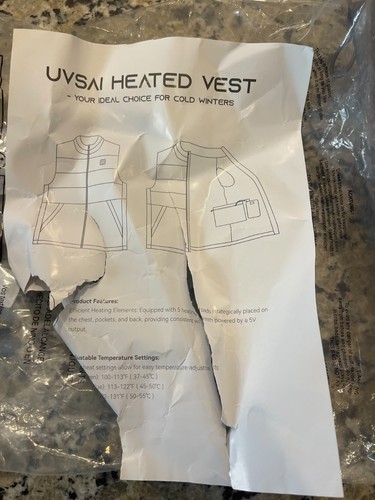 Men's Heated Vest Water-resistant  Washable Electric (Battery Pack Not Included) - Picture 10 of 11