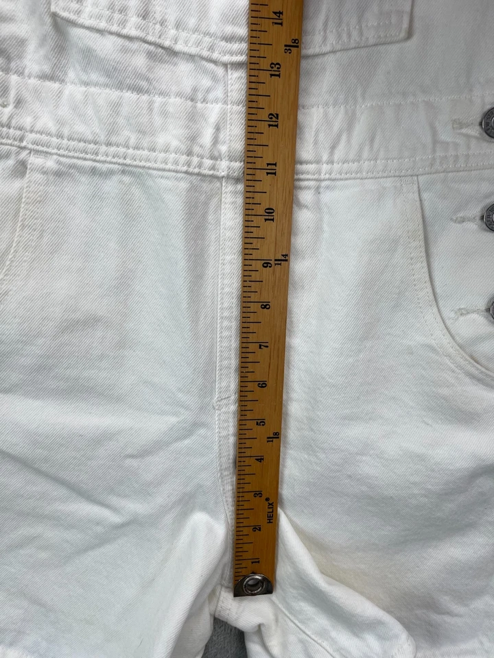 Pantalones Cortos Para Mujer Levi Strauss Babero Mono Pantalones Cortos Denim XS Blanco Calce Suelto Foto 3 de 4