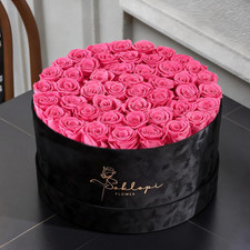 47 Forever Flowers Pink Roses, Luxury Real Preserved Roses in a Box Forever Rose