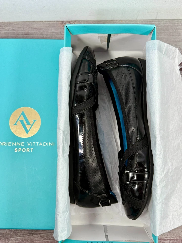 Zapatos deportivos Adrienne Vittadini para mujer 7,5 M informales sin cordones de ballet planos negros Foto 2 de 4