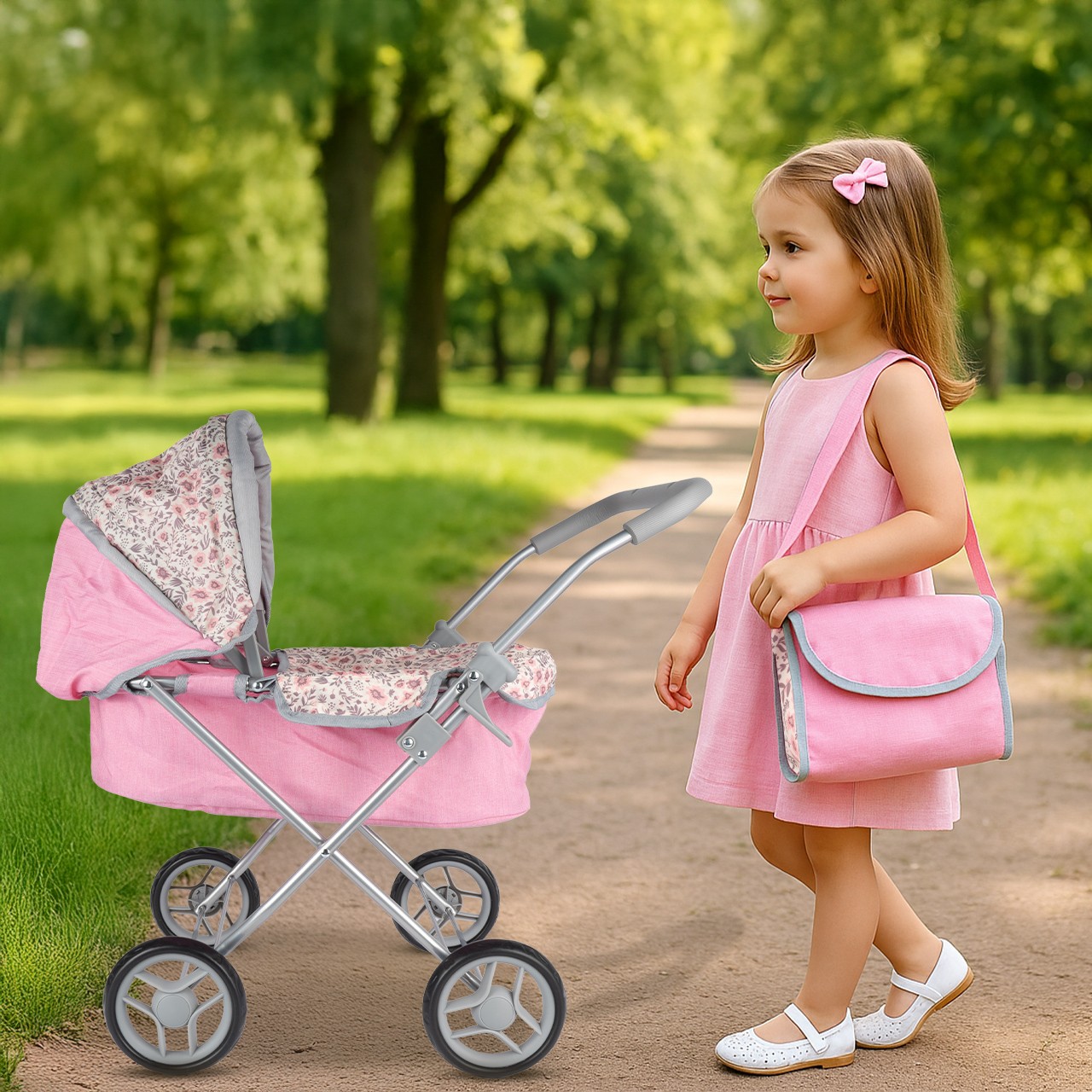 Passeggino per bambole Malplay pieghevole con visiera foto 4