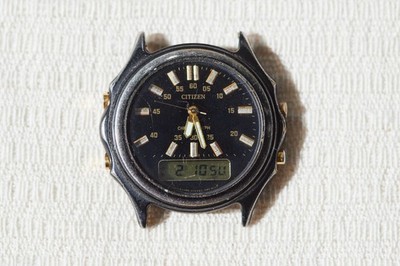Vintage Citizen C480 Ana-Digi Alarm Chronograph Watch Working LCD AS IS Parts Re