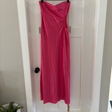 Reformation Nevaeh Strapless Satin Maxi Dress Hot Pink Cutout Medium NEW