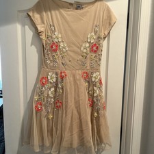 ASOS Blush Pink Dress With Sequin And Pearl Embellishments Size 8 With Tulle