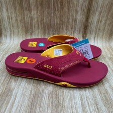 Reef Fanning Pregame Flip Flops Men's Size 11 Red Yellow Bottle Opener NEW