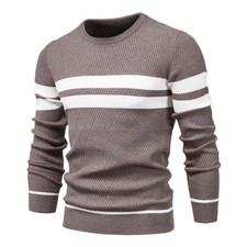 Mens Knitted Sweaters Crew Neck Sweater Mens Cozy Long Sleeve Holiday Pullover