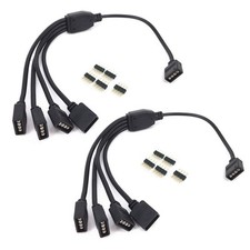 2 pcs black 4 Pins LED Splitter Cable Strip Connector 4 Way Y...