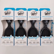 Wet Brush Mini Detangler Black Intellliflex Bristles 4 Pack BWR832BLAC NEW