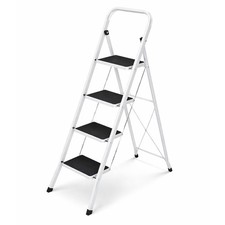NEW! Foldable 4 Step Ladder Stepladder Non Slip Tread Safety Steel Step