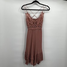 Free People Dress Womens Small Sleeveless Lace Boho Asymmetrical Hem Urban Outfi