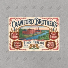 Vintage Crawford Brothers Linen Threads Metal Sign Glasgow Scotland #330035