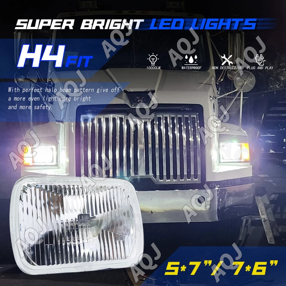 For Dodge D350 1981-1993 Pair 7x6" 5x7 inch LED Headlight High/Low Beam Foto 2 de 4
