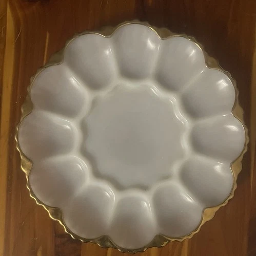 Vintage Anchor Hocking Fire King Delphite Blue Deviled Egg Serving Dish Plate