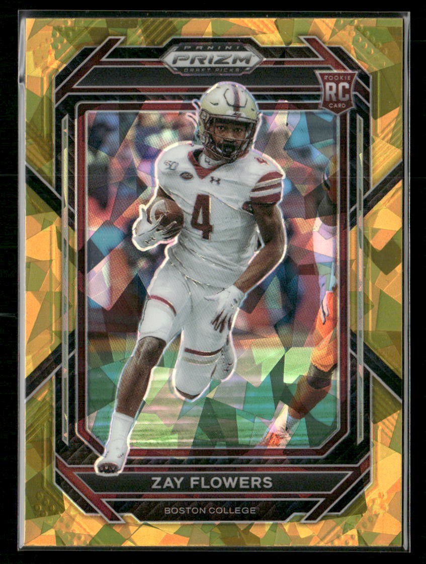 2023 Panini Prizm Draft Picks - Zay Flowers #143 Gold Ice Prizm (RC)