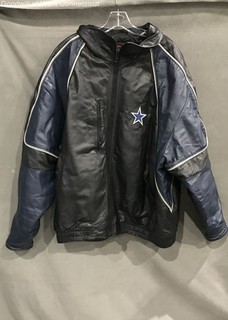 Vintage 90s ProPlayer Men's Dallas Cowboys Leather Jacket Black Blue Star Sz XXL