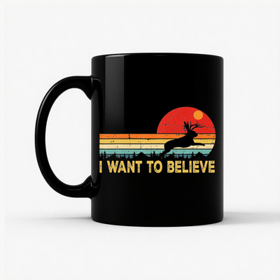 I Want to Believe Jackalope Mug - Retro X Files Cryptid Gift Coffee Cup 11oz ...