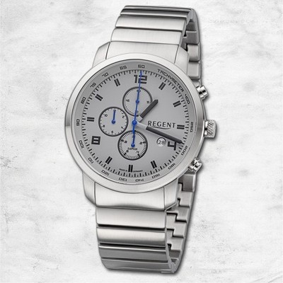 Regent Metallband Herren Uhr GM-2111 Armbanduhr Quarz silber URGM2111